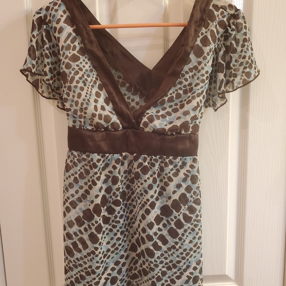 Speechless aqua & brown leopard sheer top
